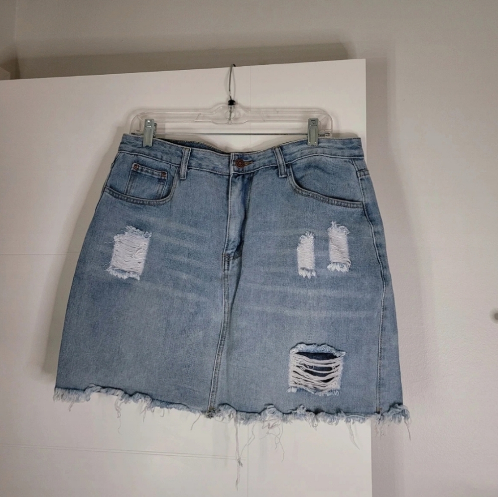 Distressed skirt